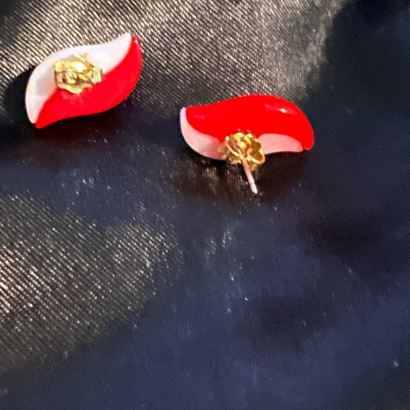 Vintage Avon red & white earrings - Picture 3 of 3